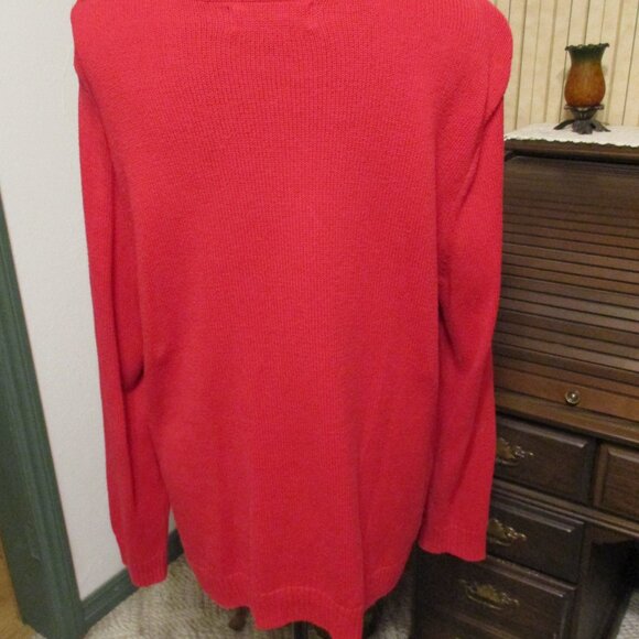 Karen Scott Red Cable Beaded Diamond Knit Pattern Pullover Sweater Sz. XL - Picture 4 of 5